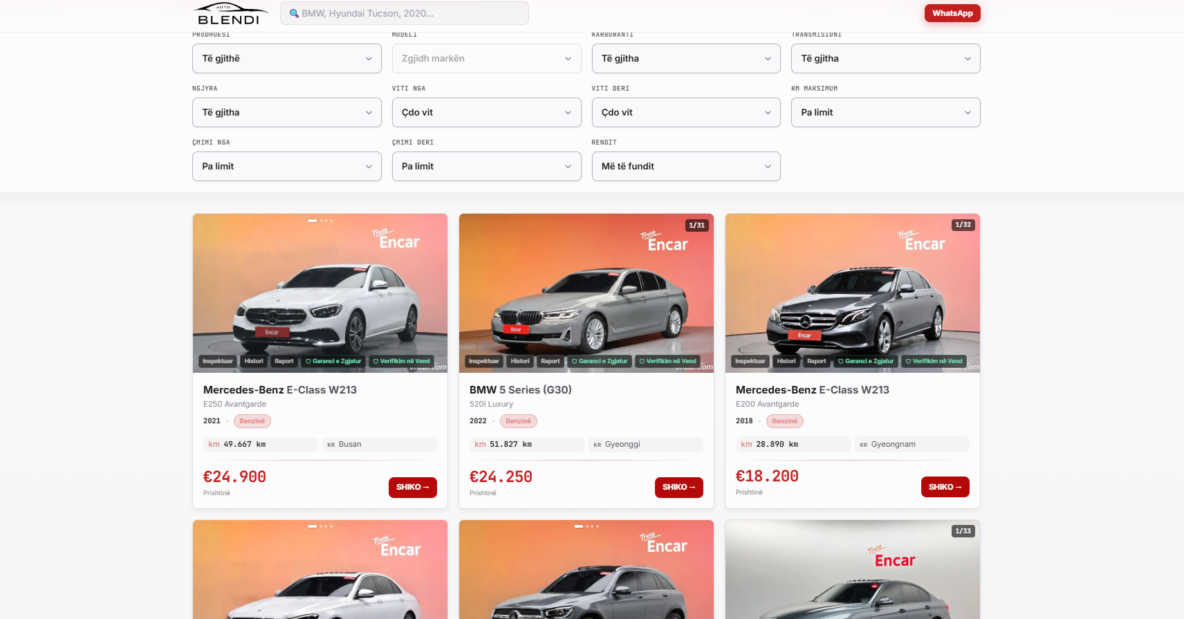 AutoKoreaBlendi — Inventory search & dynamic filters
