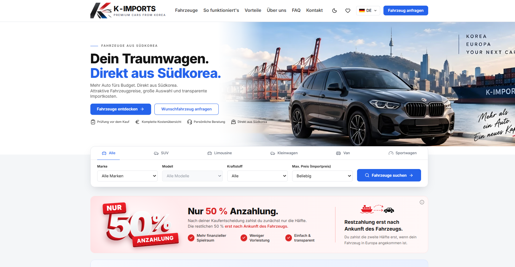 K-Imports — Homepage & vehicle discovery